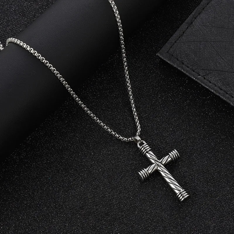 Men's silver cross necklace