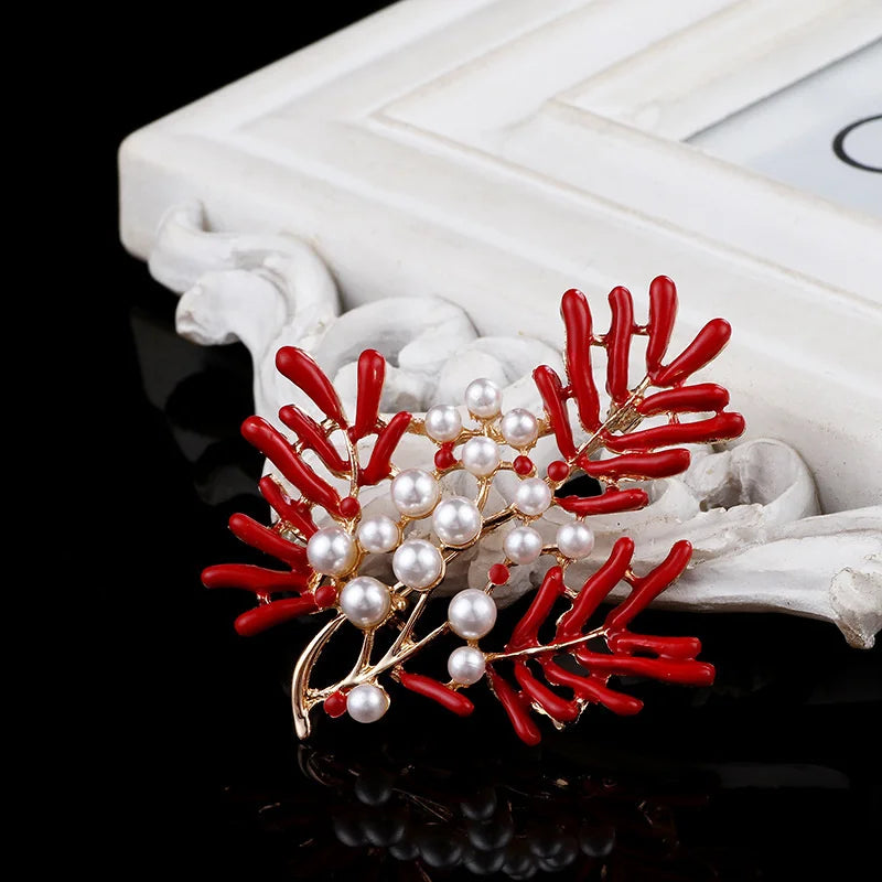 Coral brooch