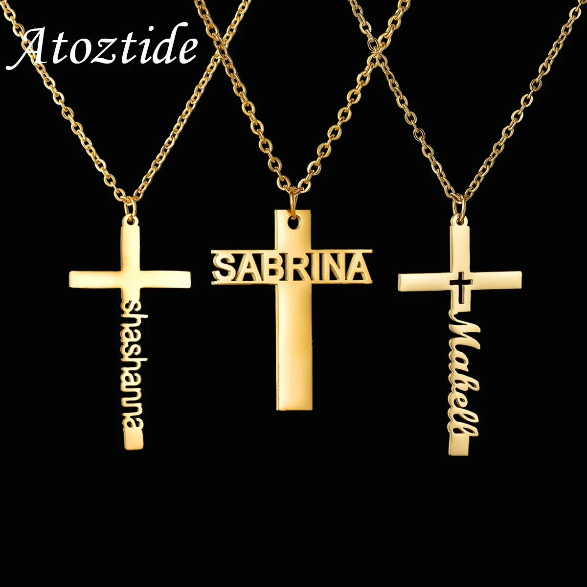 Personalized cross necklace