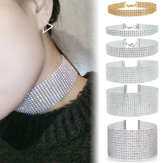 Rhinestone choker necklace