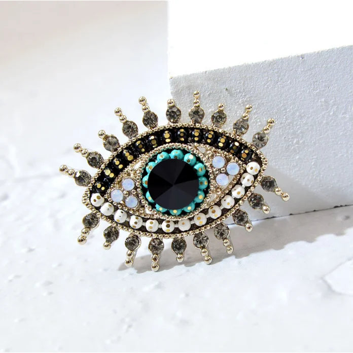 Vintage blue rhinestone brooch