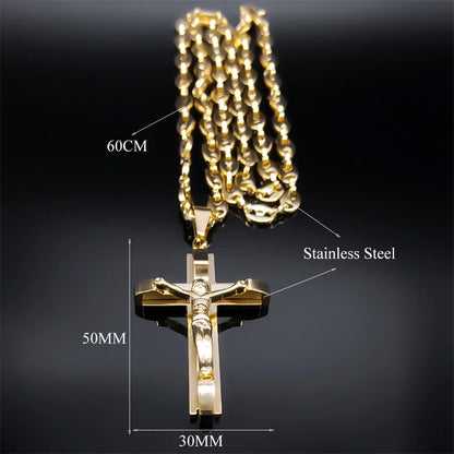 Gold jesus cross pendant