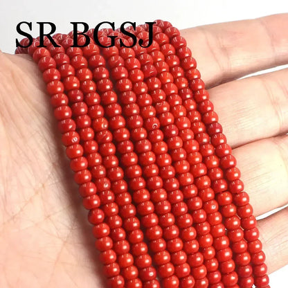 Red coral beads