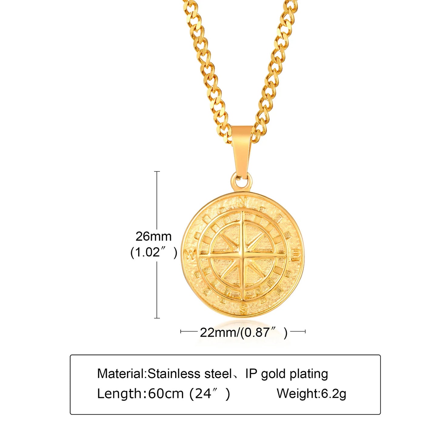 Compass necklace for men