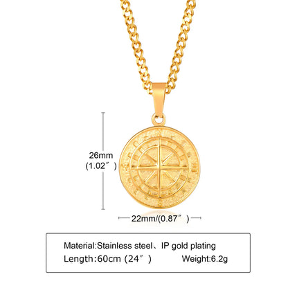 Compass necklace for men