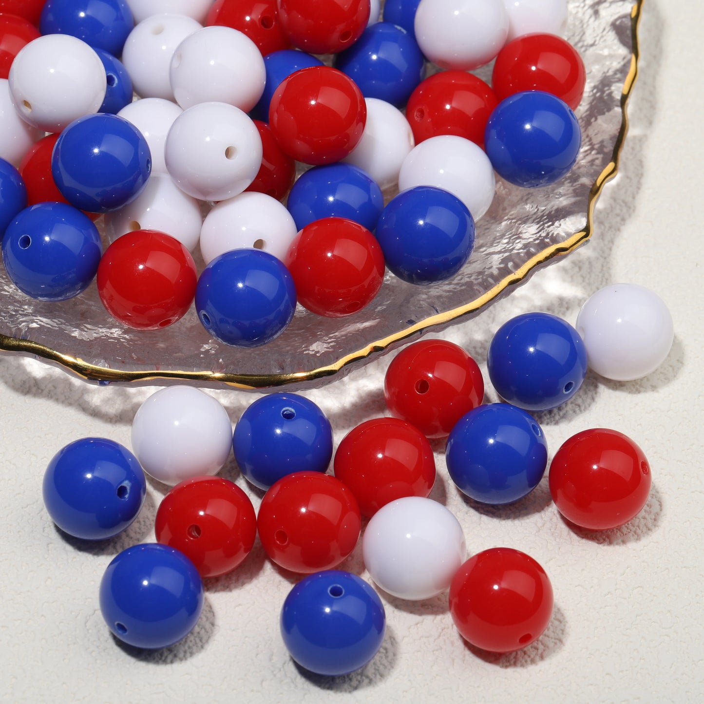 Red white blue beads