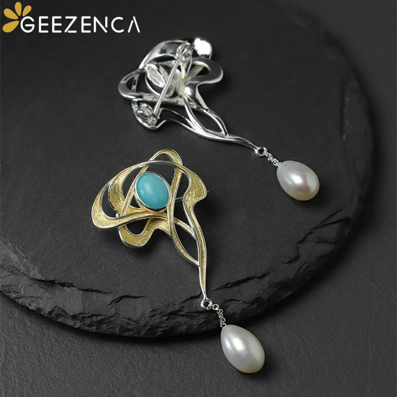 Moonstone brooch