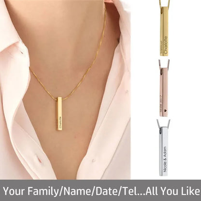 Engravable bar necklace