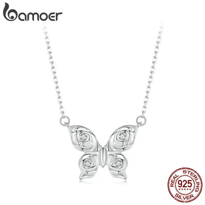 White gold butterfly necklace