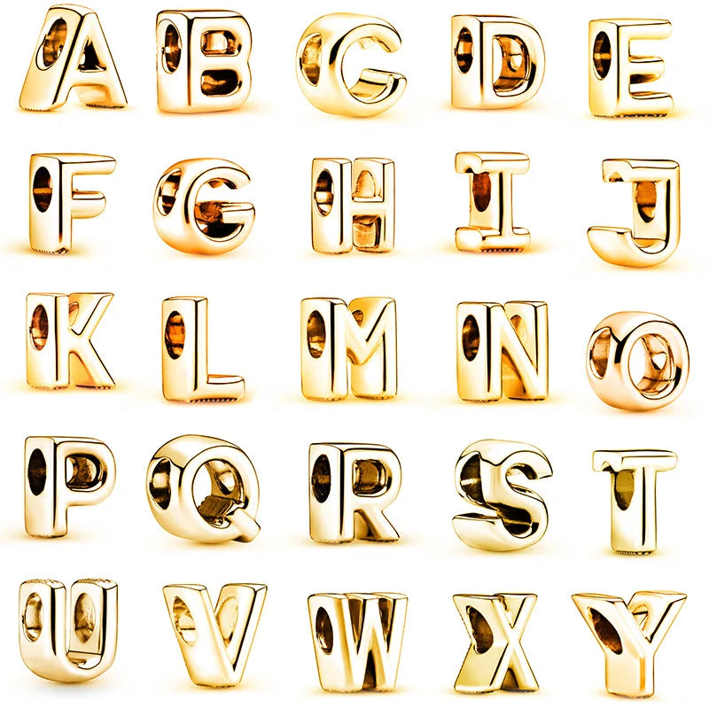 Alphabet beads gold