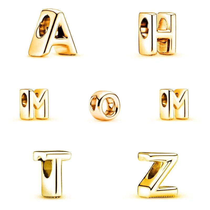 Alphabet beads gold