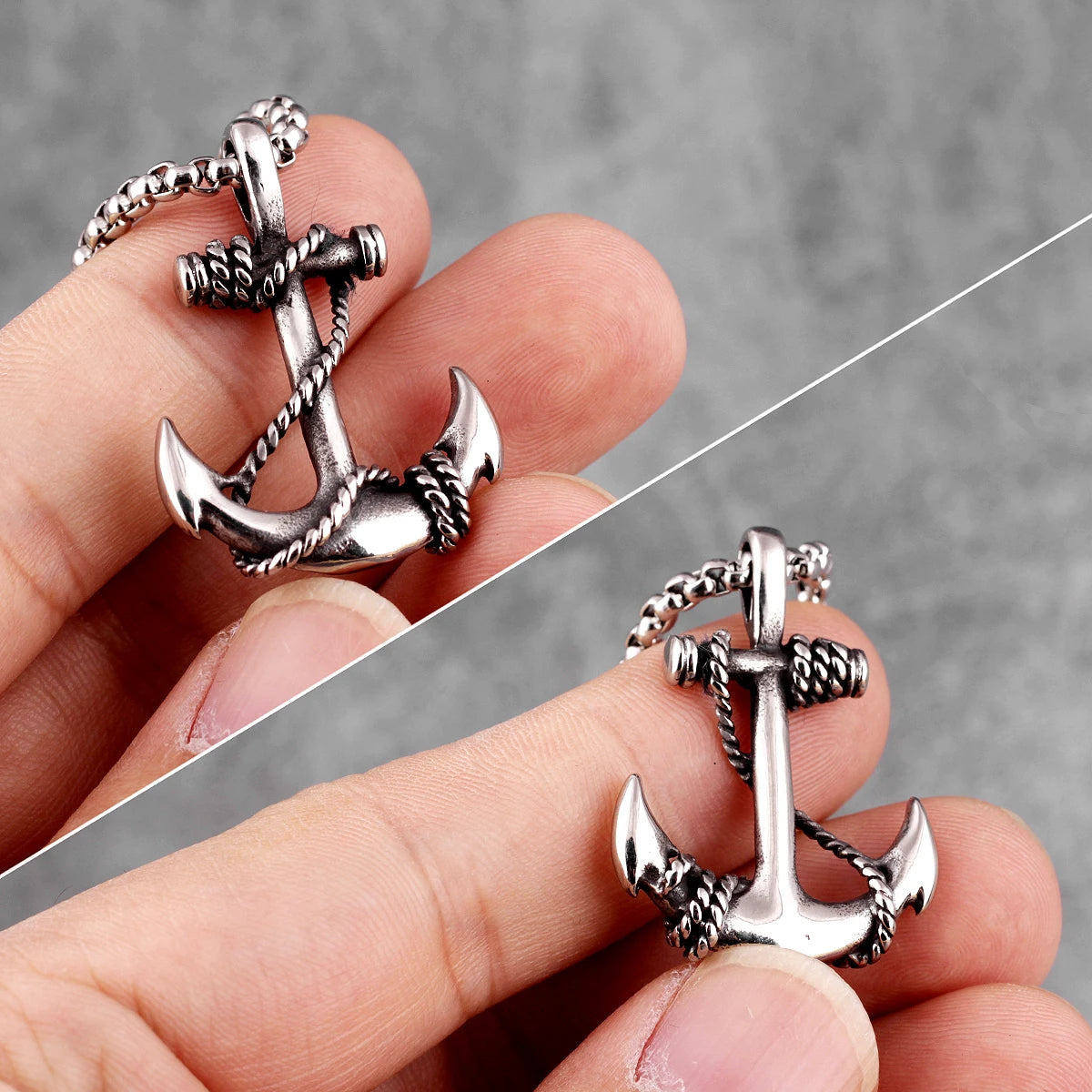 Mens anchor necklace