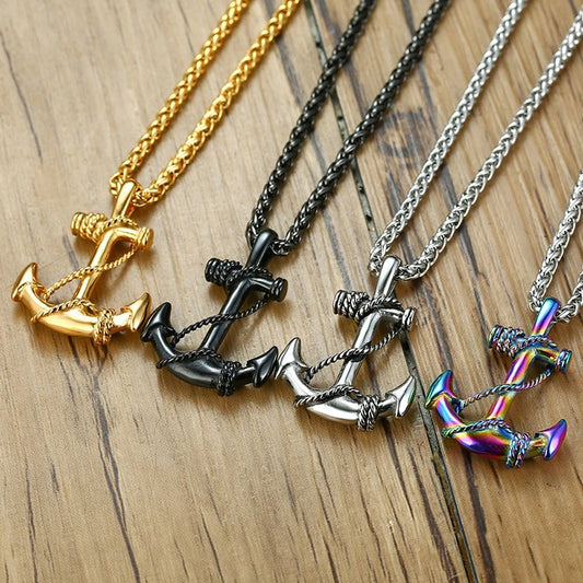 Mens anchor necklace