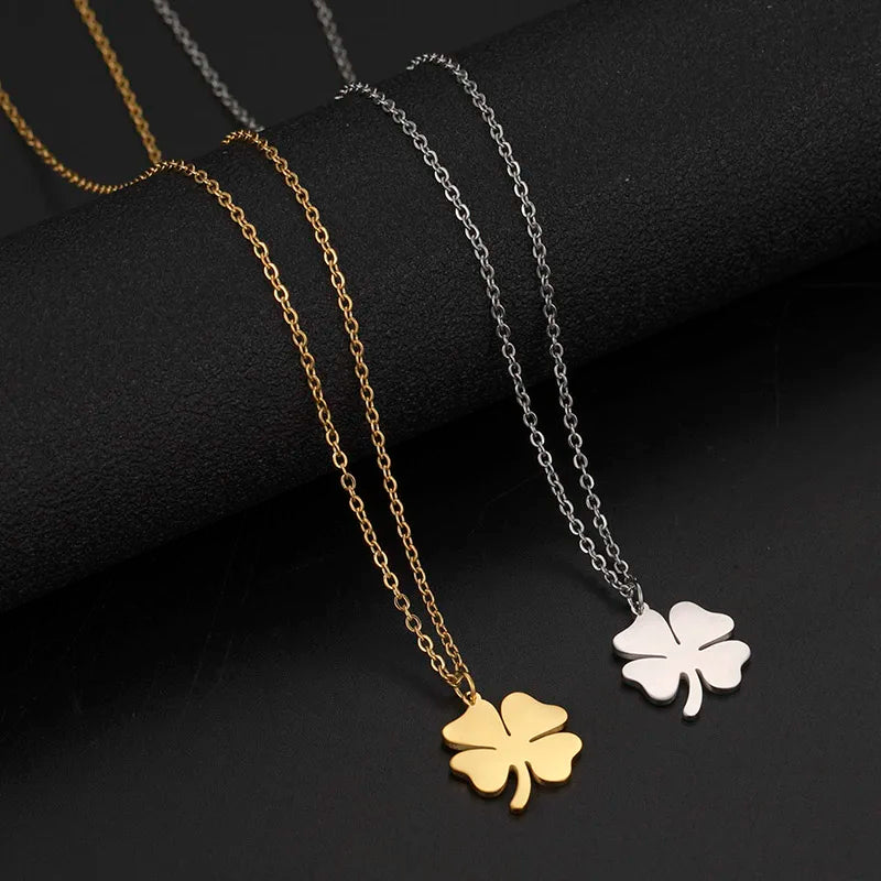 Gold four leaf clover necklace