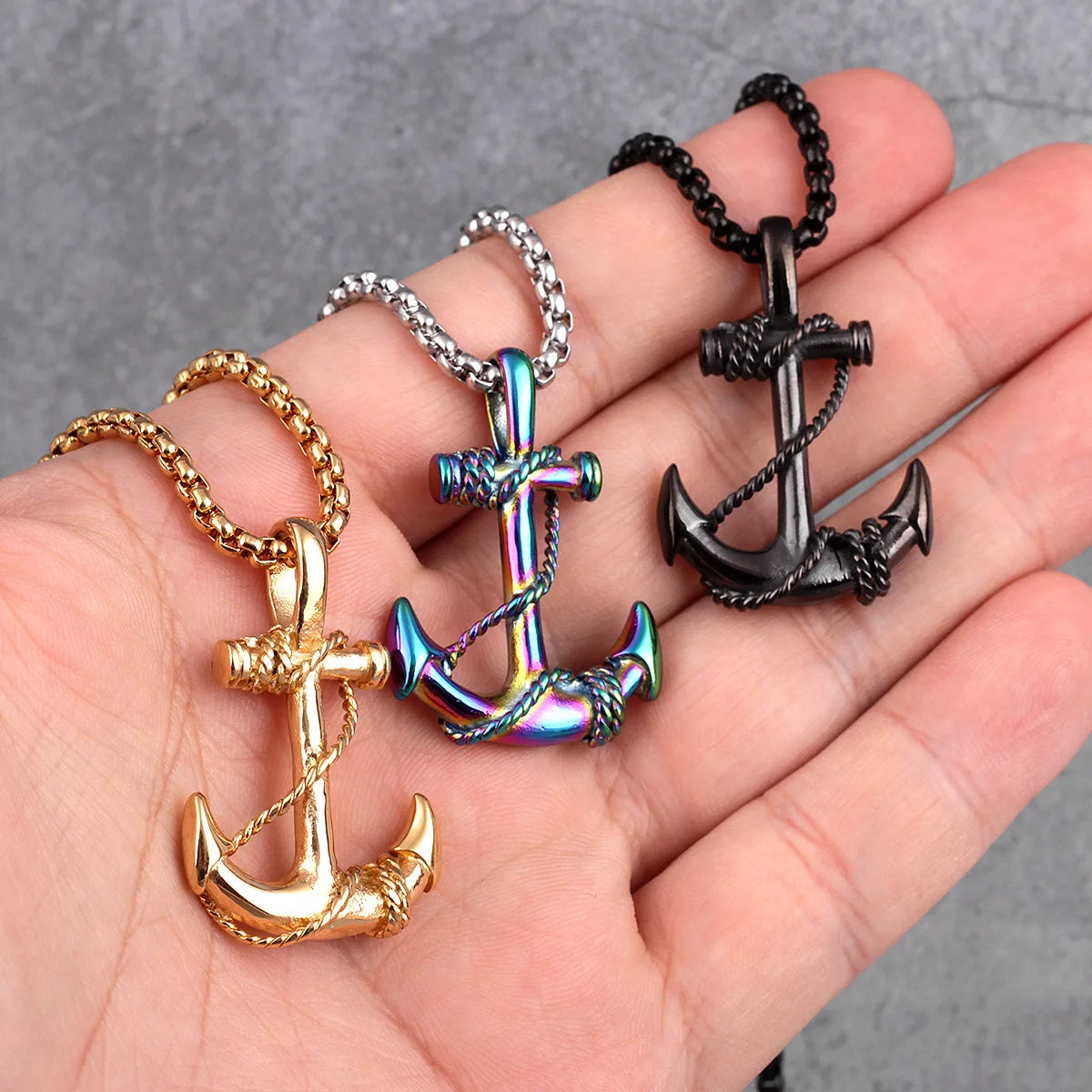 Mens anchor necklace