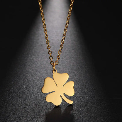 Gold four leaf clover necklace