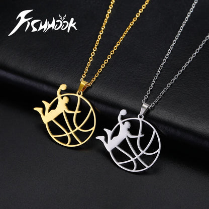 Gold basketball necklace