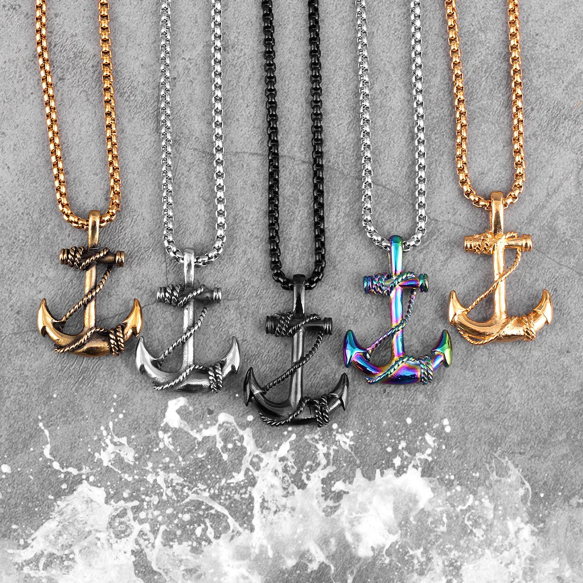 Mens anchor necklace