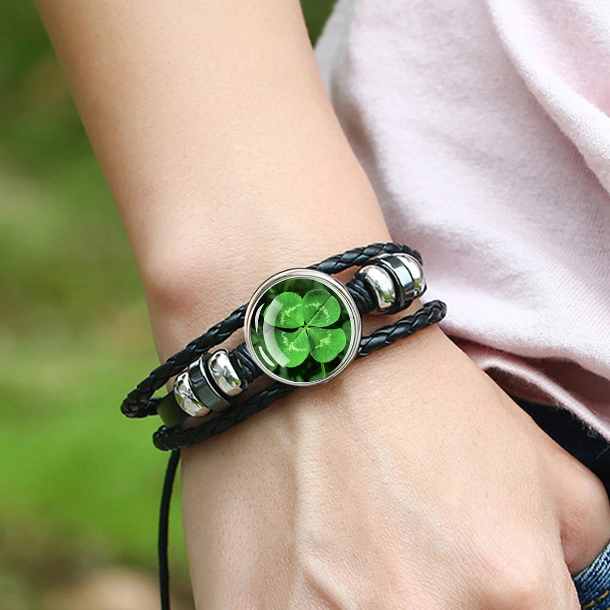 Mens clover bracelet