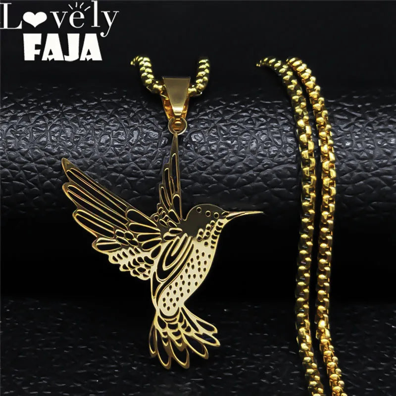 Hummingbird necklace gold