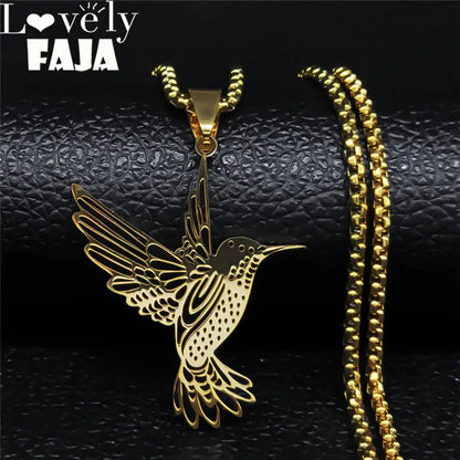 Hummingbird necklace gold