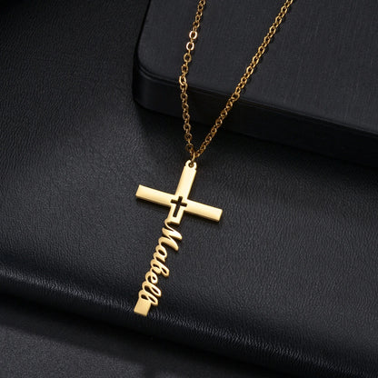 Personalized cross necklace