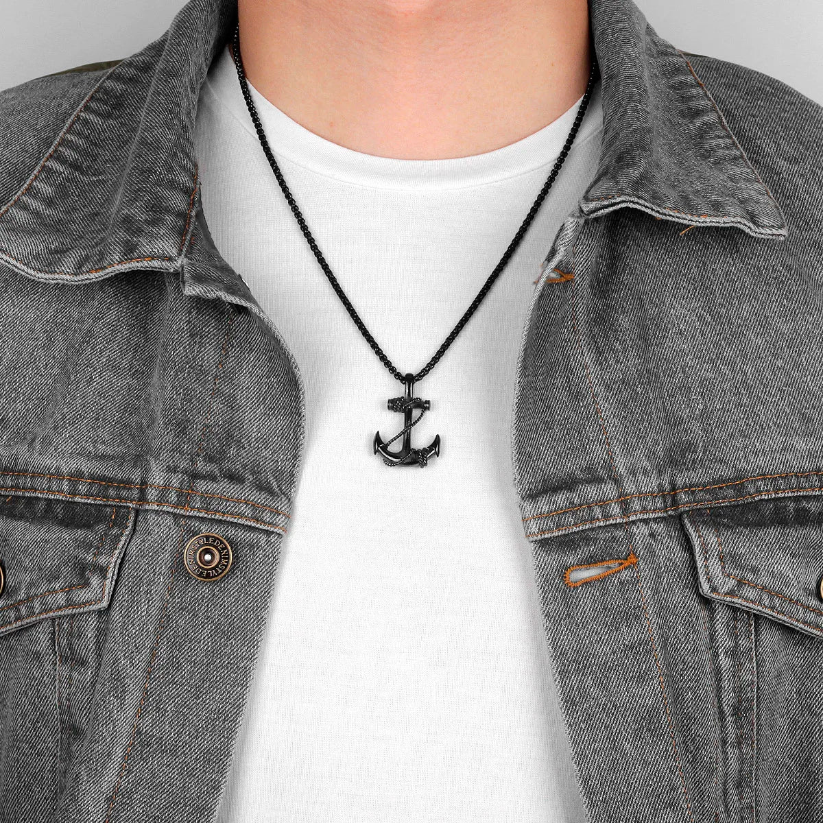 Mens anchor necklace