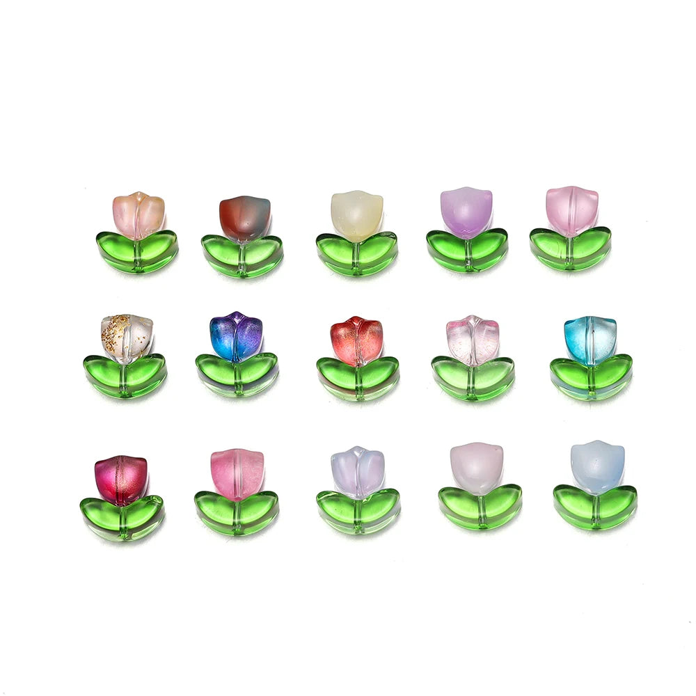 Glass flower beads