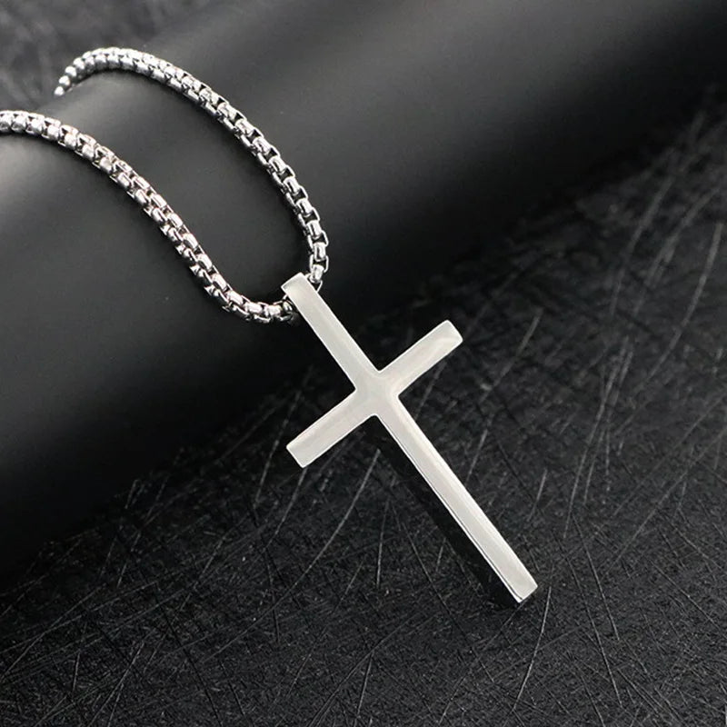 Men's silver cross necklace