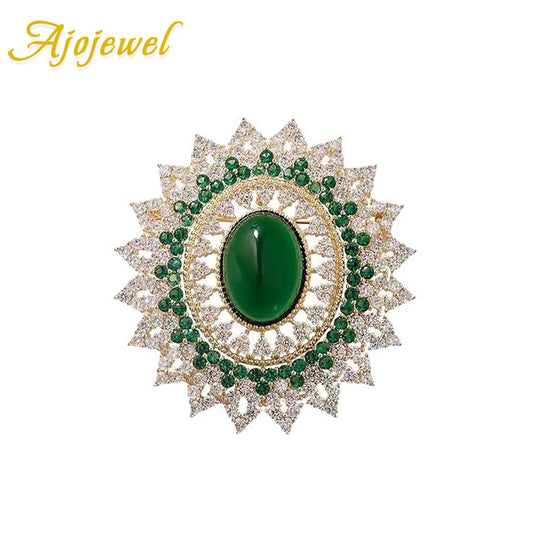 Vintage green rhinestone brooch