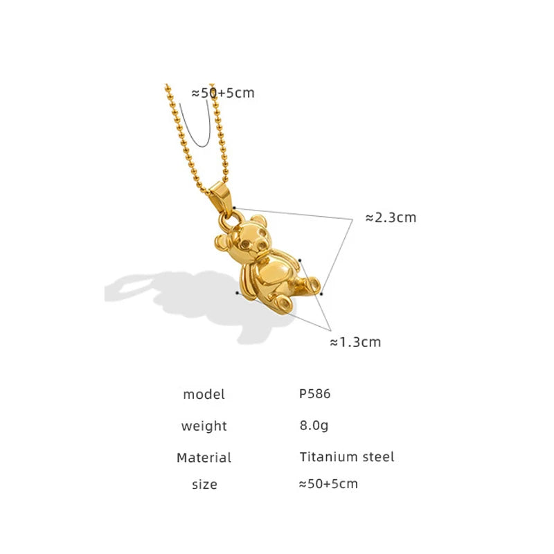 Gold teddy bear necklace