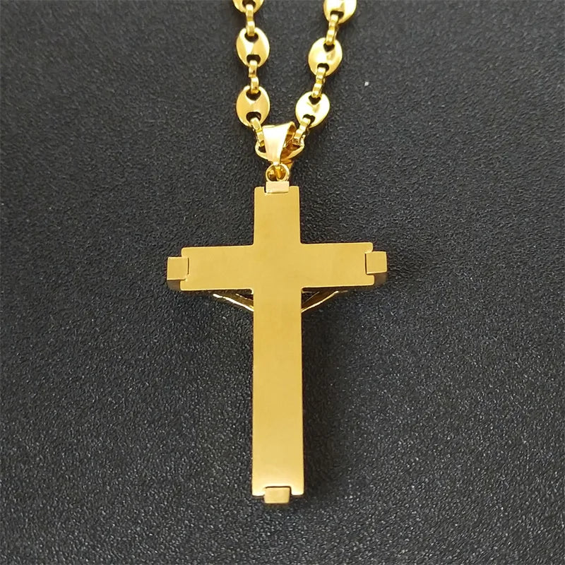 Gold jesus cross pendant