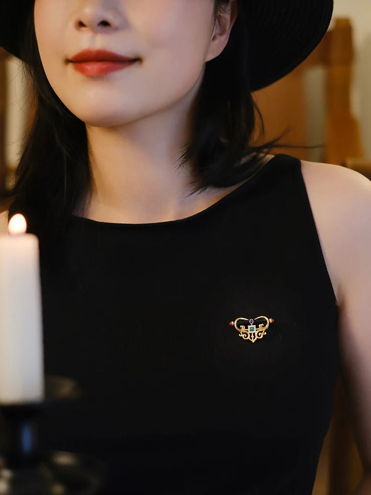 Black onyx brooch - Jewelry Universe