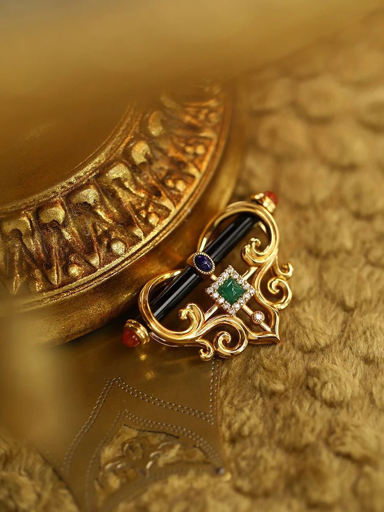 Black onyx brooch - Jewelry Universe