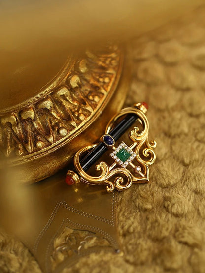 Black onyx brooch - Jewelry Universe