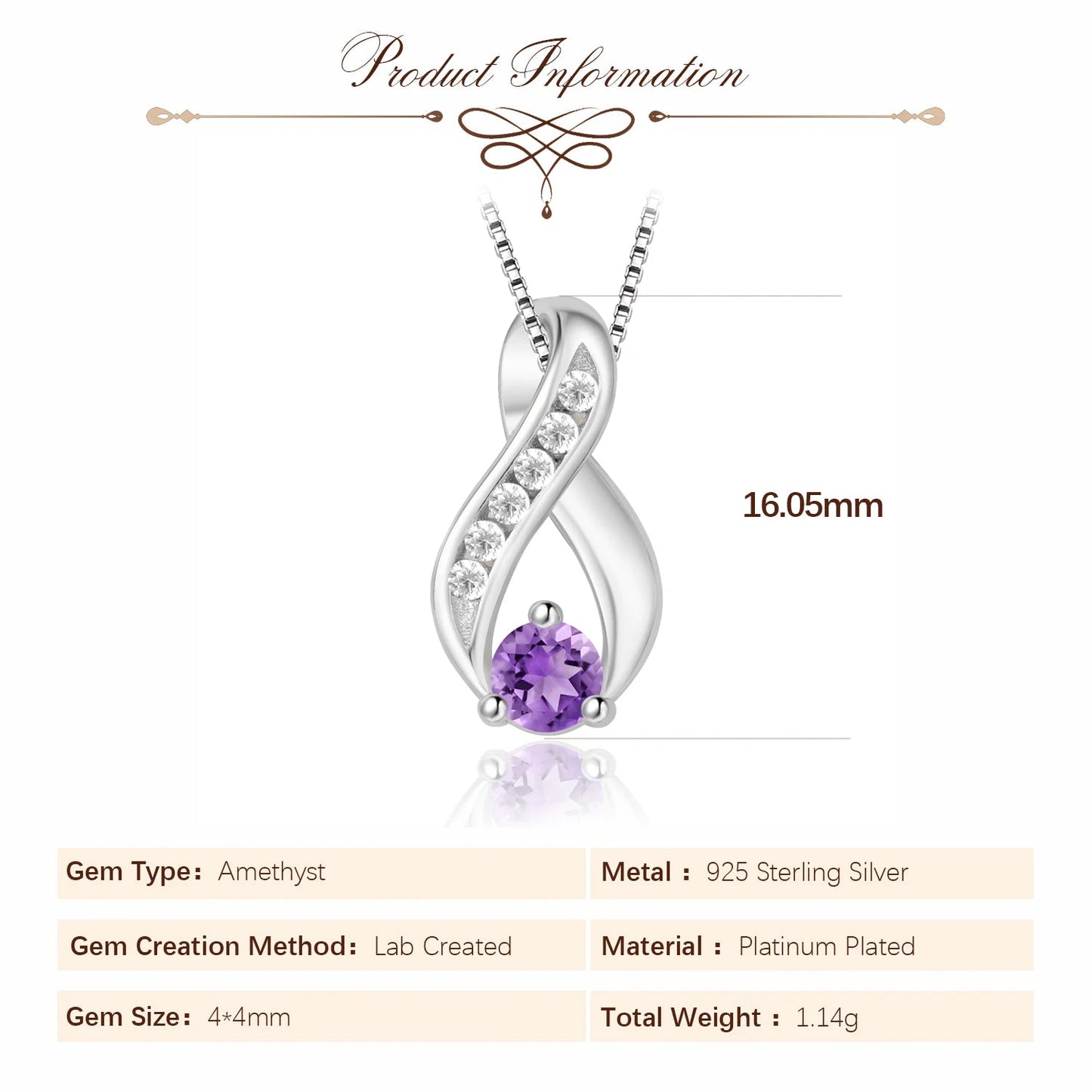 Infinity silver pendant - Jewelry Universe