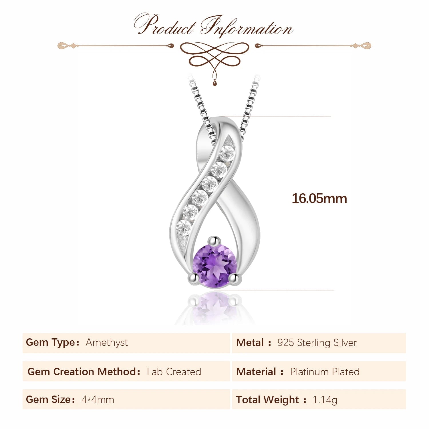 Infinity silver pendant - Jewelry Universe