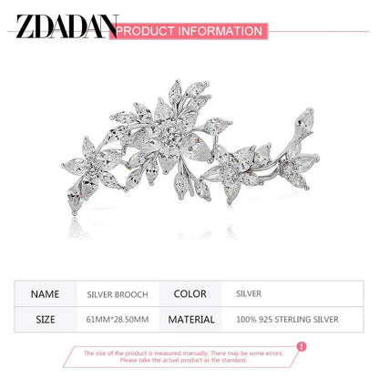 Sterling silver flower brooch - Jewelry Universe