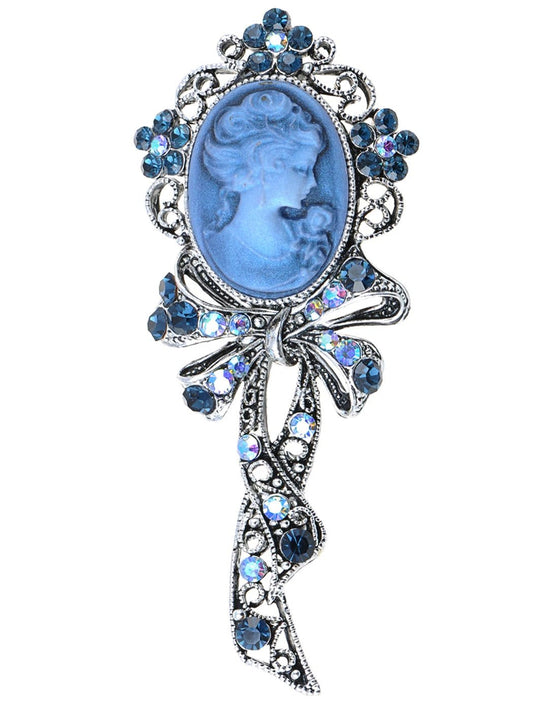 Vintage blue cameo brooch - Jewelry Universe